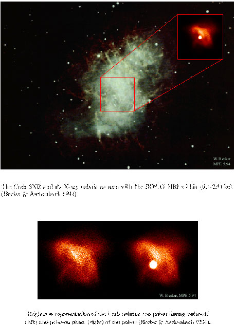 [ROSAT HRI image of the crab nebula superimposed on an optical image]